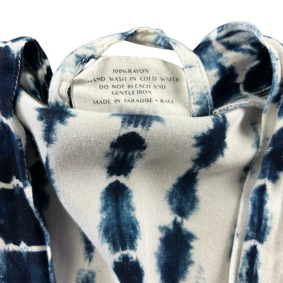 Style Park 1 Kimono One Size Blue White Pockets Single Button Closure Cover Up - Picture 10 of 12